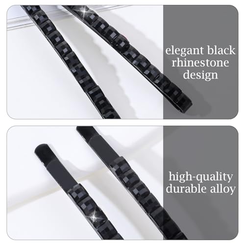 Yuanchu 20 peças de grampos de cabelo preto de strass, grampos de cabelo brilhantes de cristal de di