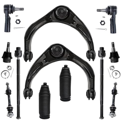 Image of Detroit Axle - 2WD Front End 12pc Suspension Kit for Dodge Ram 1500, 2006 2007 2008, 2 Upper Control Arms 2 Lower Ball Joints 4 Inner & Outer Tie Rods 2 Boots 2 Sway Bars Replacement 5 Lugs