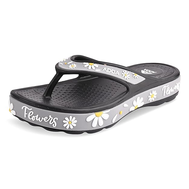 Image of ADDA Slippers for Women || Durable & Comfortable || Anti-skid Sole || Lightweight || Fashionable || Super Soft || Outdoor Slipper (Black, UK, UK Footwear Size System, Adult, Women, Numeric, Medium, 3)