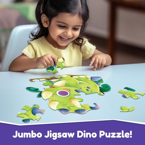 Image of Bloomingo Puzzle Kit - My First Jigsaw Puzzle - Unicorn & The Friendly Fairy - Jigsaw Puzzle for Kids (2-4 Years) 20+ Jigsaw Pieces (Dino)