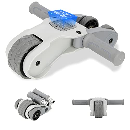 Ruopah Ab Roller Wheel with Knee Pad Mat,Core Muscle Ab Trainer with Intelligent Display, Exercise Wheels for Home Gym Fitness (Grey), gray