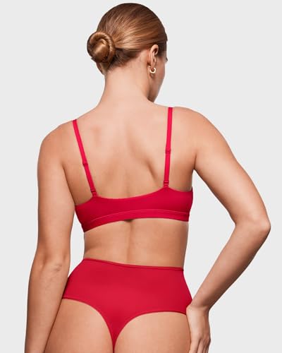 Image of INLYRIC Women's Inbarely Soft Thong - High Waisted Tagless Smooth Stretch Underwear Ultra-soft No Show Panties 3 Pack