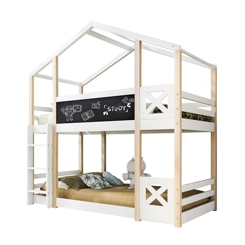 Children's High Bed Tree House 90 x 200 cm, Bunk Bed with Secure ...