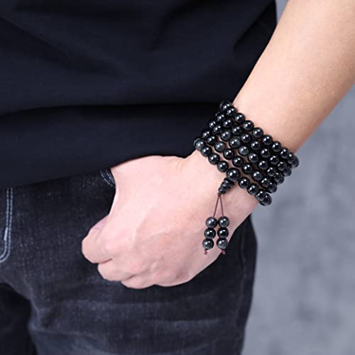 108 Beads Obsidian Stone Mala Bracelet Necklace2