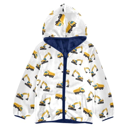 CHIFIGNO Construction Trucks Excavators White Toddler Boy Winter Coat Warm Fall Jacket for Toddler 3T