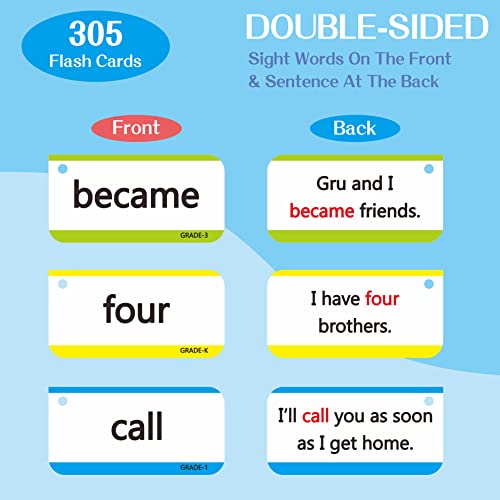 305 Flash Cards: Dolch & Fry Sight Words, Sentences, & More for Kids