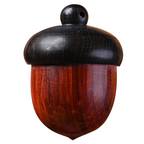 Oxxggkao Pastillero con forma de cono de pino, portátil y ligero, contenedor de madera para aceites esenciales y objetos pequeños, estuche de pastillas rescatadas de madera