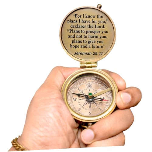 Brújula de Latón con Verso Bíblico y Estuche de Cuero miniatura 7