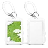 2 Pcs Aylic Photocard Holder with Metal Keyring 3 Inch ID Badge Holder Hard Badge Holders Bus Credit ID Bank Card Holders for Nurse Doctor Teacher