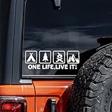 2PCS 11.81'x4.13' One Life Live It Camping Outdoor Enthusiast Car Stickers for Wild Survival Vehicles, Suitable for Car Windows and Tailg Ends, RV, Trucks |#AZ200 (White)