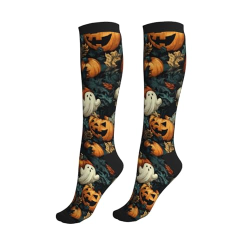 Mshutbna Halloween Compression Socks Knee High Circulation Support Socks For Women Men Athletic Running Work Hiking Cycling Travel