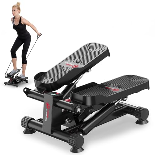 GartistGo Hydraulic Mini Stepper with Resistance Bands - 310lbs Capacity, Step Machine with LCD Monitor, Quiet Operation, Adjustable Intensity, Full Body Workout