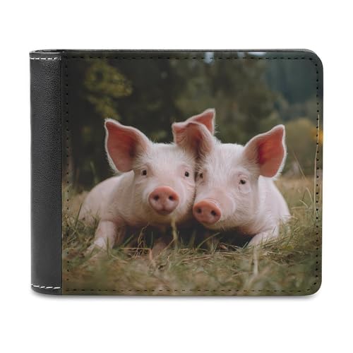 Pigs Cute Piggy Bi-fold Wallet for Men Women Print PU Leather Slim Cash Card Holder