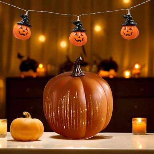 Starry Night Pumpkins Illuminated Twinkle LED Light Pumpkins Timer Lighted Sparkling Starry Night Glass Pumpkin Pumpkin Light Decorations for Bedroom Hallway (S)