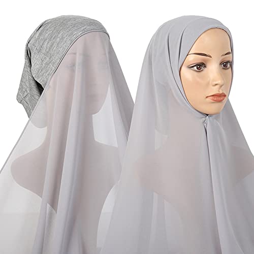 IPENNY Solid Color Instant Chiffon Scarf for Muslim Women Girl Hijab Long Shawl Under Scarf Turban Head Wraps Undercap2