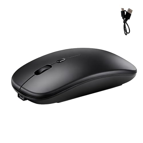 LifgWas Souris sans Fil Rechargeable Souris Bluetooth Double Mode Silencieuse sans Fil 2.4G et Souris Bluetooth pour PC Portable Ordinateur Tablet Ultra Mince et Portable Noir Mat, 1600 DPI