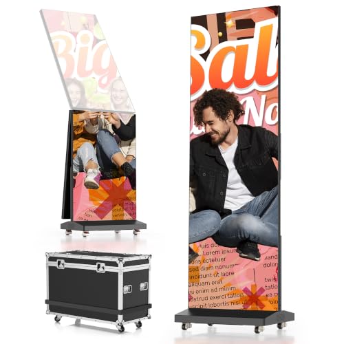 Image of 80 Inch LED Digital Signage Display with P1.86, LED Poster Screen Frameless Splicing, Advertising Display GOB LED Screen with Flight Case for Giant Commercial Events & Rentals (Black, 1 Unit)