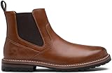 Jousen Chelsea Boots Men Casual Slip On Ankle Waterproof Mens Boots(AMY8406A brown 10.5)