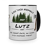 printplanet Tasse - Leg Dich Nicht mit Lutz an - Namenstasse, Kaffeebecher, Mug, Becher, Kaffeetasse - Farbe Schwarz