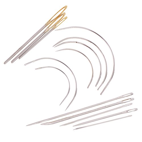 Kit de agulhas de costura Homyl com 14 peças sortidas de aço para estofamento de lona de couro para