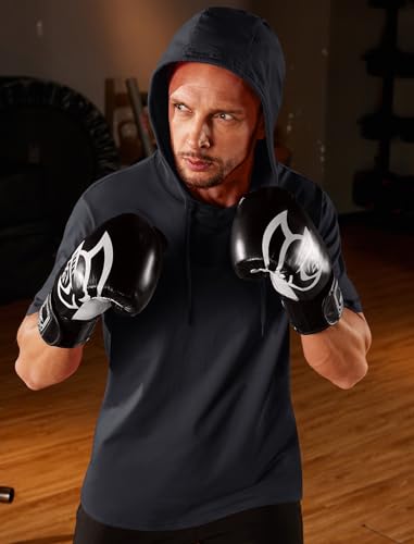 EKLENTSON Mens Short Sleeve Hoodies Workout Muscle Gym Hooded T-Shirts Cotton Athletic Lightweight Sweatshirt Pullover3