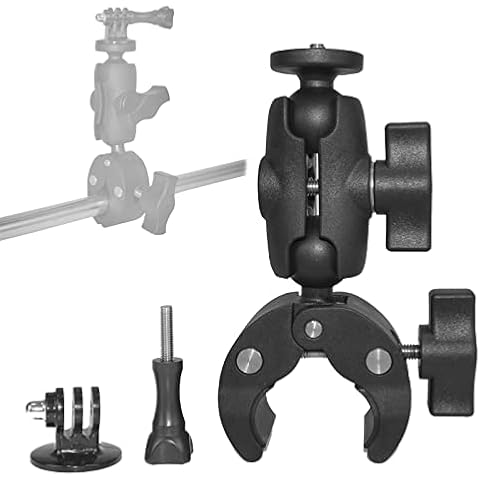 Sequpr Super Clamp Mount with Adapter for GoPro, 360° Rotatable Ball Head Arm Motorcycle Bike Handlebar Mount Clamp for GoPro Xiaoyi SARGO Insta360 Action Cameras Cover