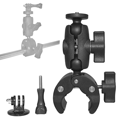 Sequpr Soporte de manillar de motocicleta para GoPro, montaje de cámara 360 ° bola cabeza brazo súper abrazadera con adaptador para cámaras de acción GoPro Xiaoyi SARGO Cover