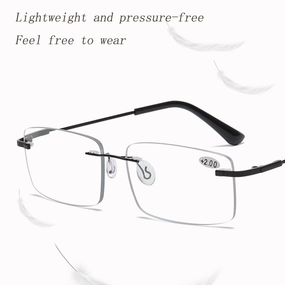 FREAZE Photochrome Randlos Lesebrille Ultraleicht Titan Brille Lesehilfe Rahmenlose Progressive Multifokus Computer Brille Unisex 1.0 (Size : 1.5X)