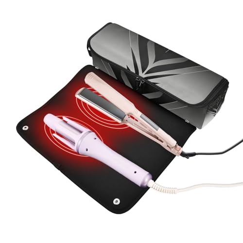 Estuche de viaje 2 en 1 para rizador con tapete para plancha portátil organizador para herramientas de peinado cabello miniatura 2