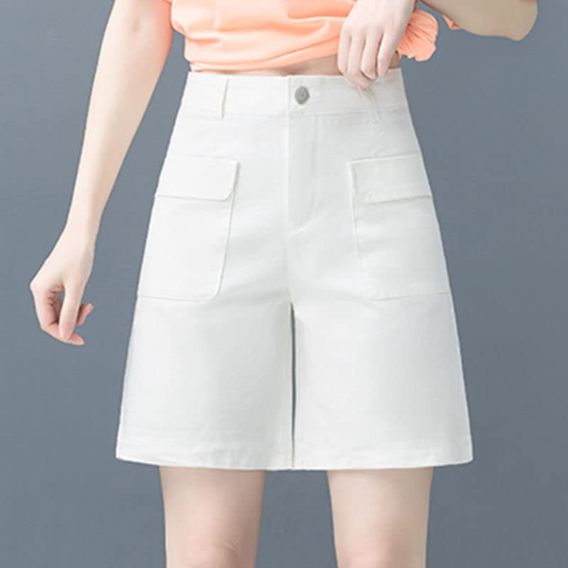 Short Femmes Coton Pur Coton Haute Taille Short De Jambe Décontractée Pantalon Chaud Polyvalent
