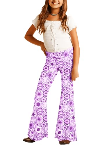 Image of Deerose Girls Halloween Hippie Bell Bottom Pants High Waist Flare Pants 5-14 Years