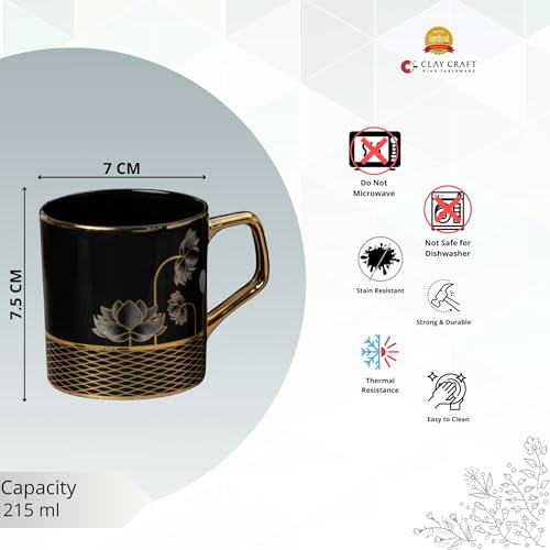 Image of Clay Craft Fine Ceramic Director Coffee Mug Set of 6-215 Ml Each, Mugs for Coffee, Cups Set, Ideal for Gifting, Perfect for Home & Office, Elegant Ceramic Tea Cup Set (E618)