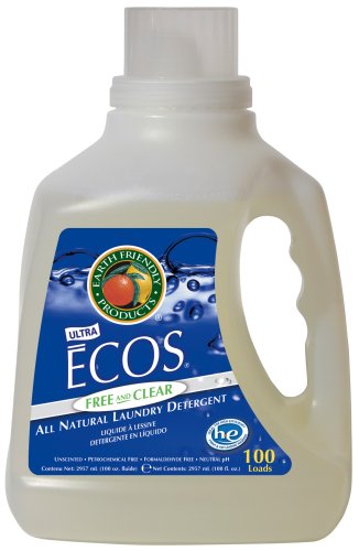 Earth Friendly Products Ecos 2X Liquid Laundry Detergent Free & Clear, 100 Fl Oz (Pack of 4)