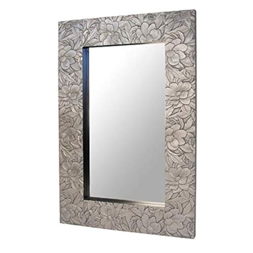 Miroir mural argenté sculpté DRW 75x95 cm raffinement chic - 2