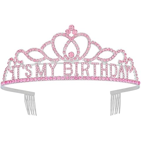 Araluky Birthday Tiara for Women ITS MY BIRTHDAY Crowns for Women Happy Birthday Crown for Girls Birthday Girl Crown Birthday Headband for Women Parties Favors Decorations Gift (Pink) Cover