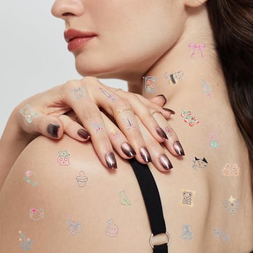 Image of MAYCREATE 8 Sheets Temporary Tattoo Mixed Styles Small Tattoo Sticker Last Long Realistic Tattoos for Women Girls Sweatproof Stickers Set for Body, Hand, Nails