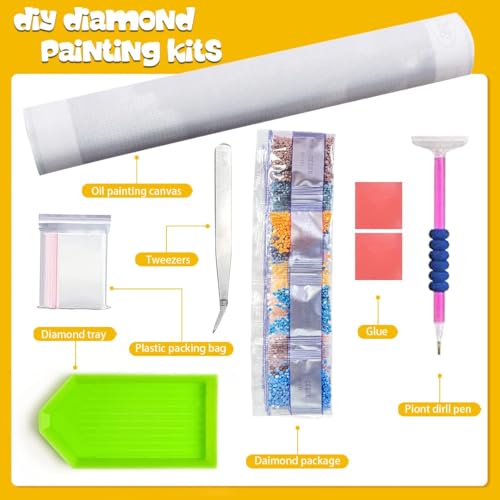 Image of JAKI Diamond Art Painting Kits for Adults,Diamond Painting Kits for Adults,DIY 5D Full Drill Diamond Art for Home Wall Decor (Without Frame,12x16 inch)