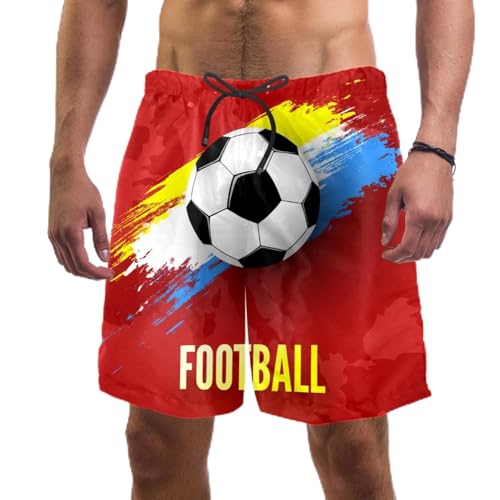 Short de bain homme football jaune pour le sport aquatique