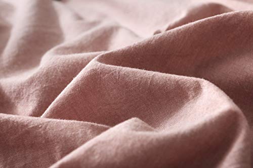 Image of F.Y.Dreams 100% Washed Cotton Duvet Cover for Weighted Blanket 80x87 inches with 16 Ties, Zipper on Long Side /Dust Pink /Just Duvet Cover