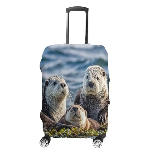 Sea Otters Travel Luggage Cover Washable Anti-scratch Suitcase Protector Dustproof Protective Cover Case for Wheeled Luggage Fits 19-32 Inch Luggage