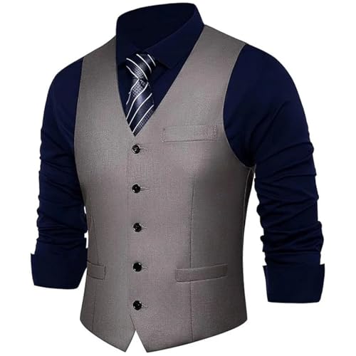 Men's V-Neck Slim Fit Formal Suit Vest Office Business Casual Wedding Groom Vest - Main Image