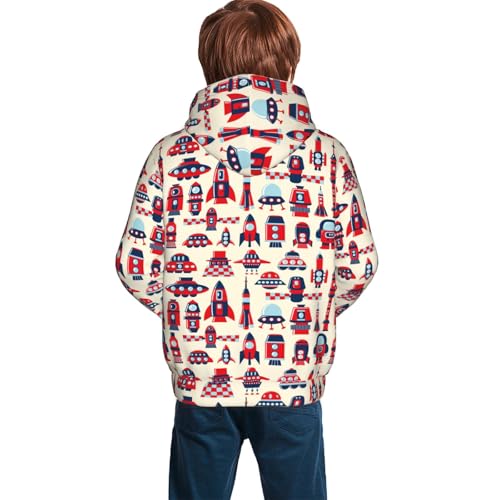 Rocket Pattern Kid Hoodies Boys Sweatshirts Girls Pullover with Pocket4