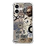 WidofvSpky Aesthetic Weird Collage Phone Case for iPhone 16, Vintage Eyeball Skeleton Collage Case Cover for iPhone 16, Soft TPU Bumper Cover Case