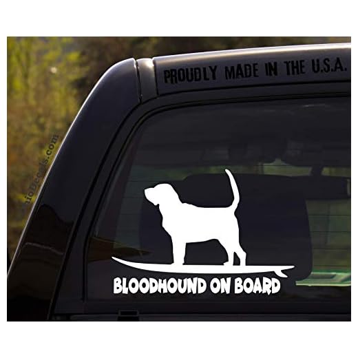 OhioDecals.com Bloodhound on Board - Funny Dog Breed Decal Sticker for car or Truck Window