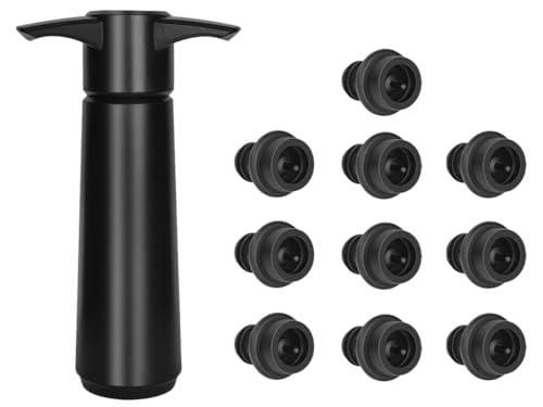 Abiyou Pompa Salvavino, Kit di Tappi per Vino Sottovuoto con 10 Tappi,Tappo Sottovuoto per Vino,Pompa Sottovuoto per Vino,Pompa a Vuoto per Vino,Tappo per Vino Riutilizzabile,per Conservazione del Vin
