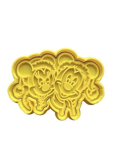 The Cookie Cutter Hub Cortador de galletas con diseño de personajes de Mickey y Minnie Mouse de Navidad y relieve a juego para galletas, galletas, decoración de arcilla para hornear