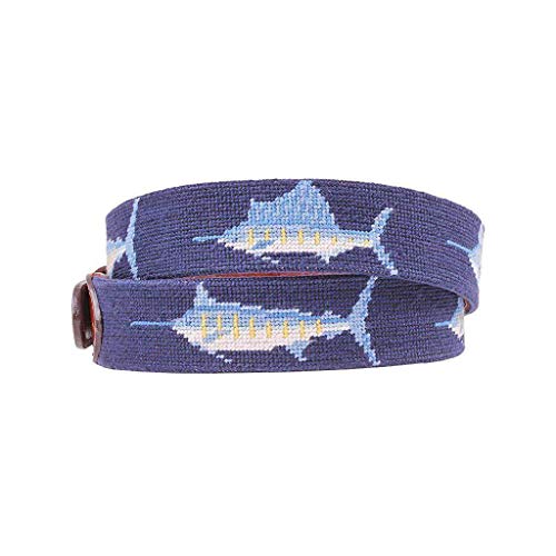 Billfish Needlepoint Belt in Dark Navy by Smathers & Branson3