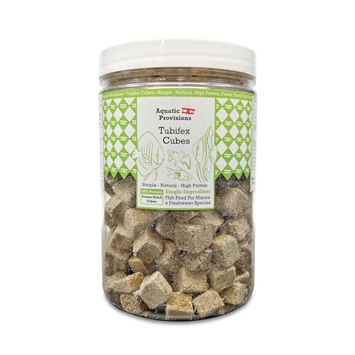 Aquatic Provisions Freeze Dried Tubifex Cubes 3 oz, Fish Food for Freshwater and Marine Aquarium...