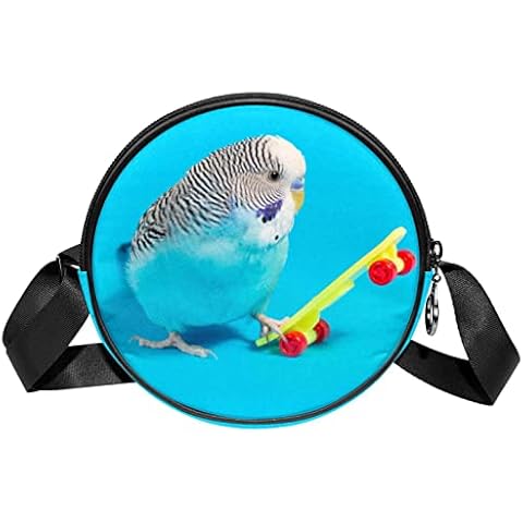 Round Sling Bag Small for Women, Fashion Crossbody Bag Shoulder Bags Handbag with Adjustable Straps Budgerigar Budgies Melopsittacus Cover