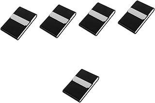 5 pçs porta-cartões de visita moda bolsa masculina carteira masculina carteira masculina suporte de cartão de couro pu porta-cartões de bloqueio bolsa de cartão bolsa de cartão de metal suporte de cartões de viagem ao ar livre suporte de cartões bolsa, Preto, 9X6CM